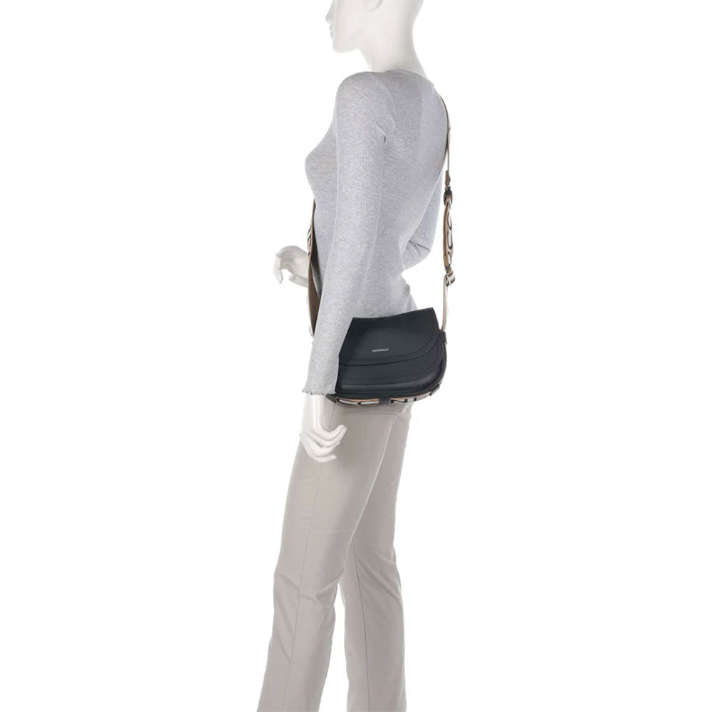 Borsa Donna a Tracolla COCCINELLE in Pelle linea Raquel Colore Noir - Cuir Misura Piccola