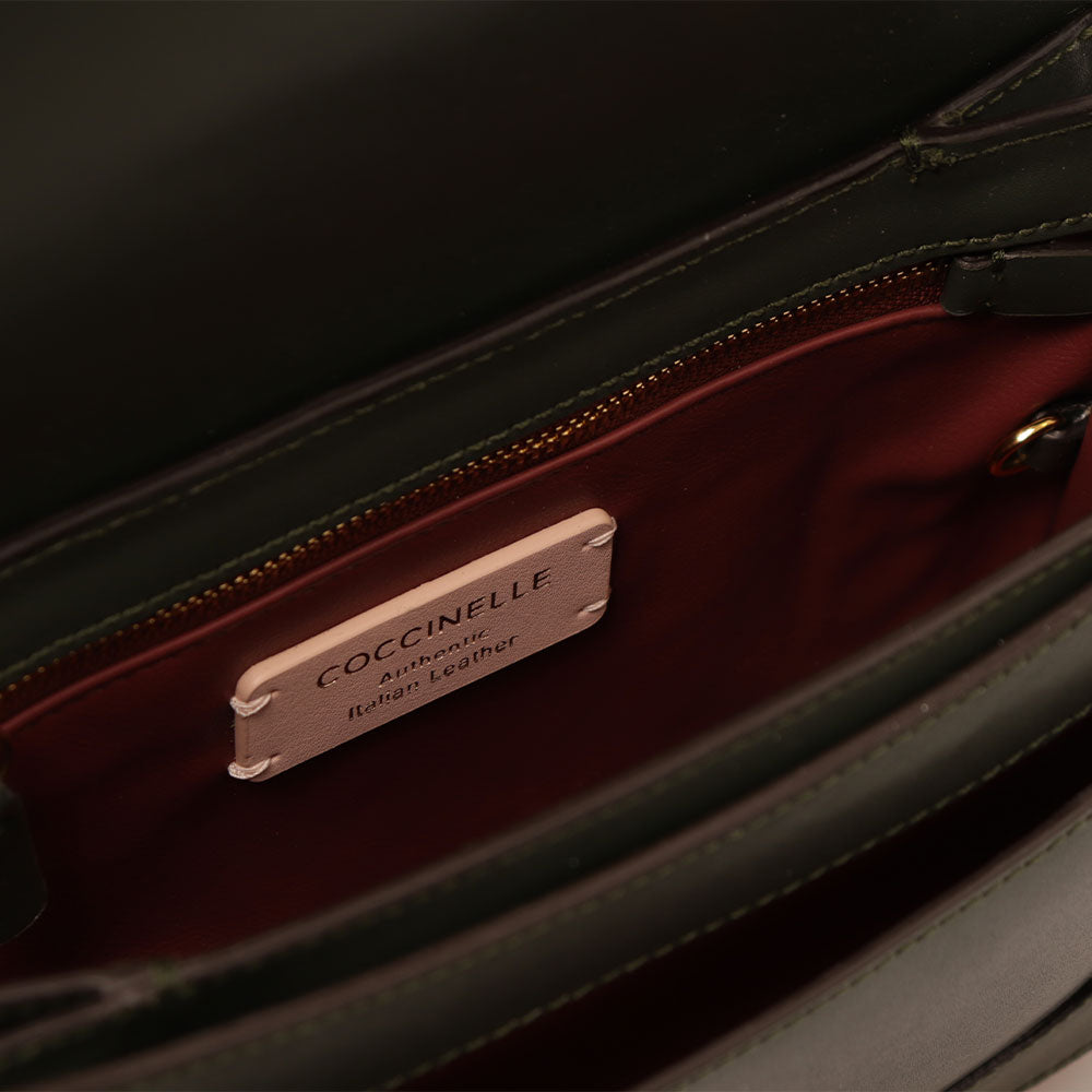 COCCINELLE Damen Umhängetasche aus Leder C-Me Calf Cocker Small Line Algae Color