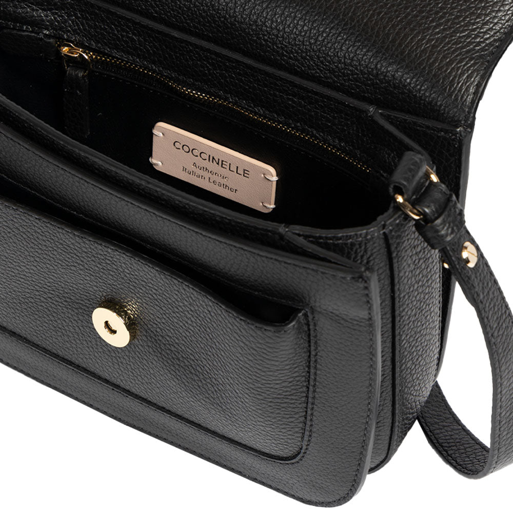 Damen-Umhängetasche COCCINELLE aus genarbtem Leder in Schwarz Modell C-Me Small