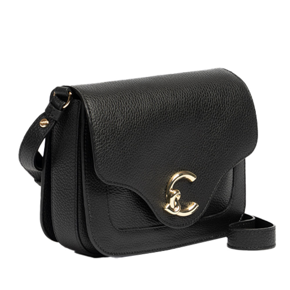 Borsa Donna a Tracolla COCCINELLE in Pelle Martellata linea C-Me Small Colore Nero