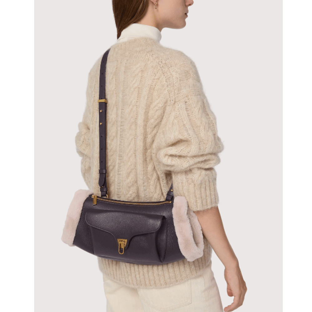 Borsa Donna a Tracolla COCCINELLE in Pelle linea Beat Artic Colore Prune - Natural