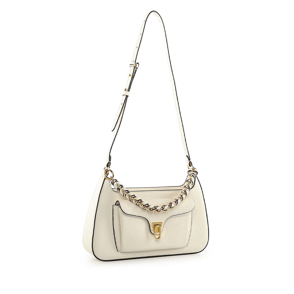 Damen-Henkeltasche COCCINELLE aus Leder Modell Beat Generation Medium in Perlmutt