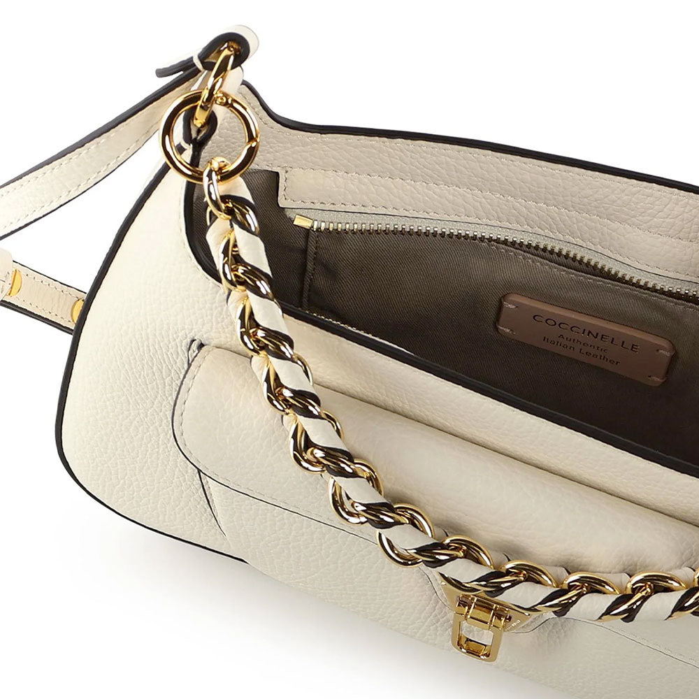 Damen-Henkeltasche COCCINELLE aus Leder Modell Beat Generation Medium in Perlmutt