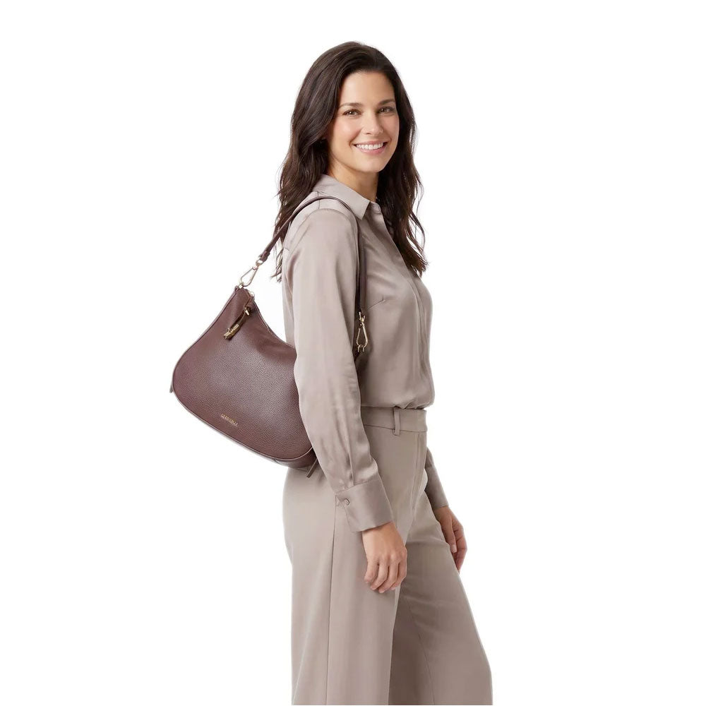 COCCINELLE Women's Shoulder Bag in Leather, Nory Small line, Mud color