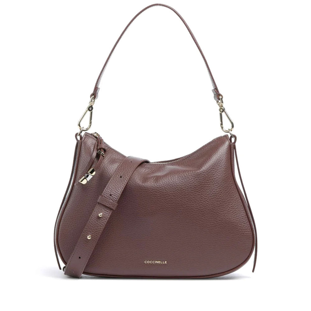 COCCINELLE Women's Nory Small Leather Shoulder Bag, Berry Color