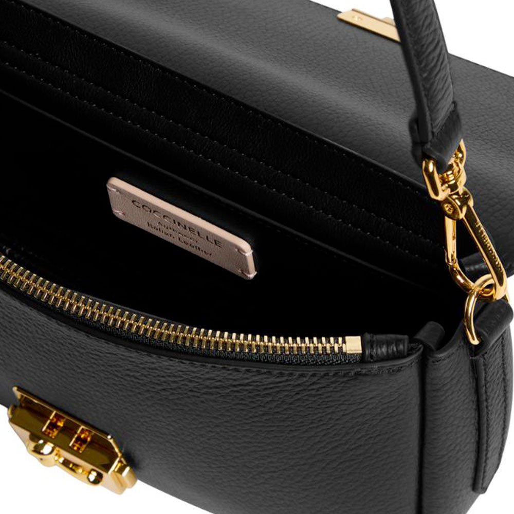 Damen-Schultertasche COCCINELLE aus genarbtem Leder Modell C-Me in Schwarz