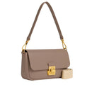 Damen-Schultertasche COCCINELLE aus genarbtem Leder Modell C-Me in Warm Taupe