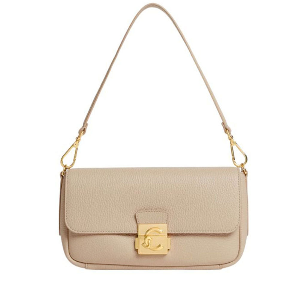 Borsa Donna a Spalla COCCINELLE in Pelle Martellata linea C-Me Colore Sandshell