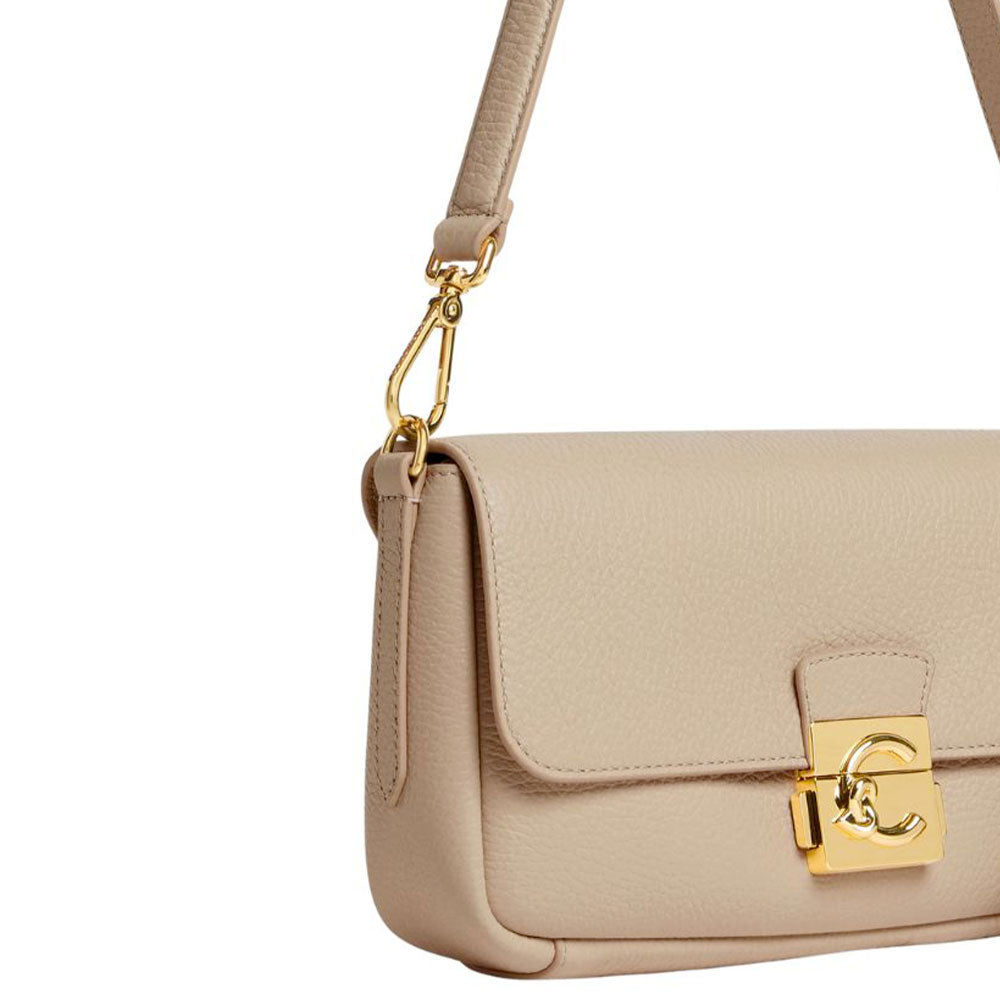 Damen-Schultertasche COCCINELLE aus genarbtem Leder Modell C-Me in Sandshell