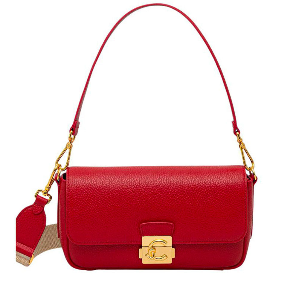 Borsa Donna a Spalla COCCINELLE in Pelle Martellata linea C-Me Colore Scarlet
