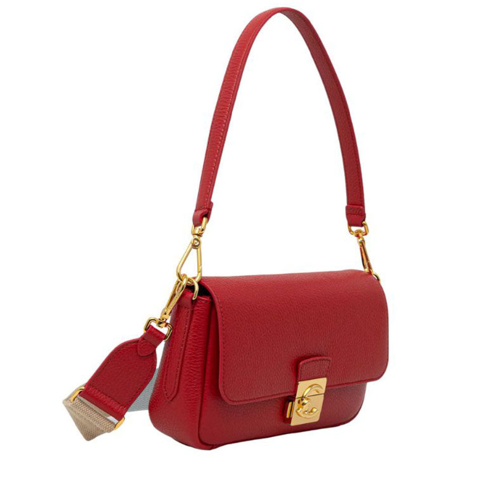 Borsa Donna a Spalla COCCINELLE in Pelle Martellata linea C-Me Colore Scarlet