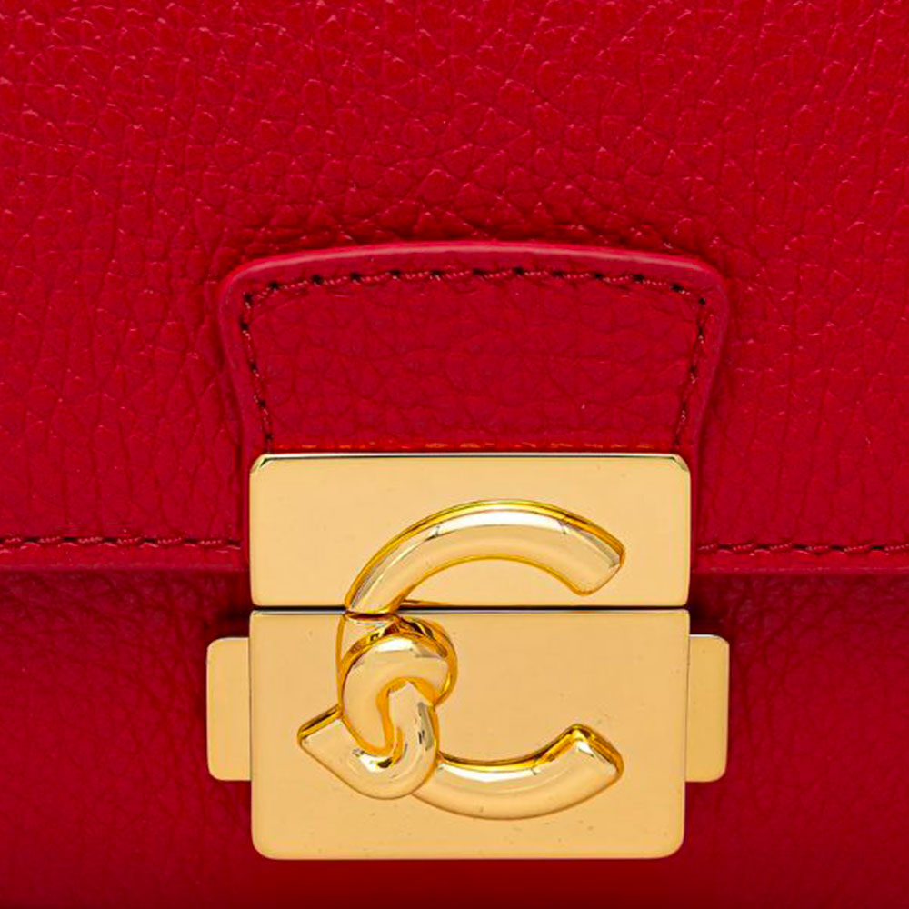 Borsa Donna a Spalla COCCINELLE in Pelle Martellata linea C-Me Colore Scarlet