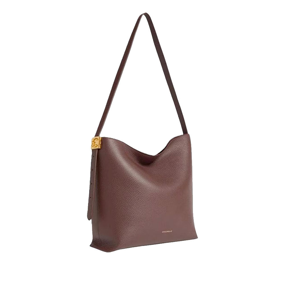 Borsa Donna Hobo a Spalla COCCINELLE in Pelle Martellata linea C-Me Colore Berry