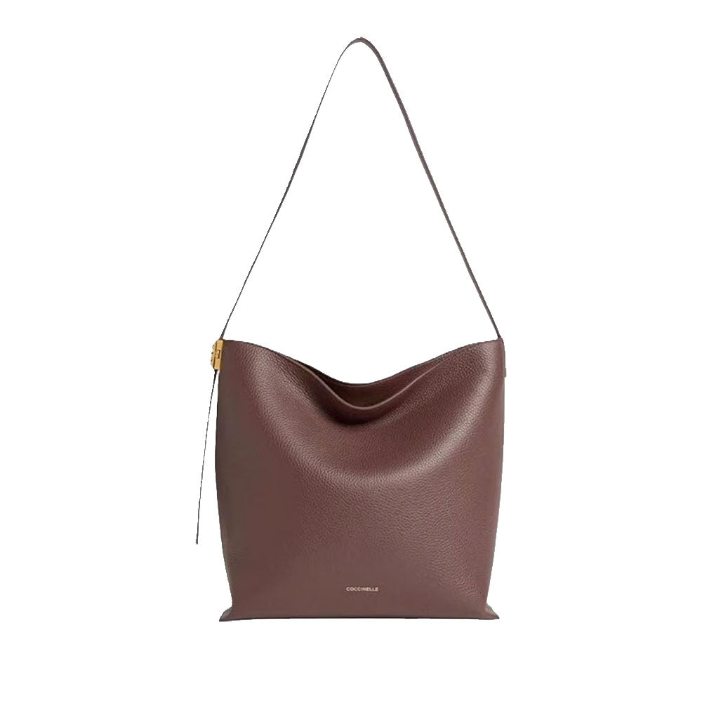 Borsa Donna Hobo a Spalla COCCINELLE in Pelle Martellata linea C-Me Colore Berry