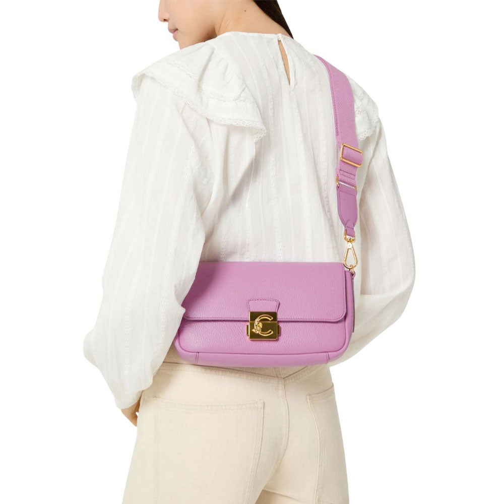 Damen-Schultertasche COCCINELLE aus genarbtem Leder Modell C-Me in Sandshell