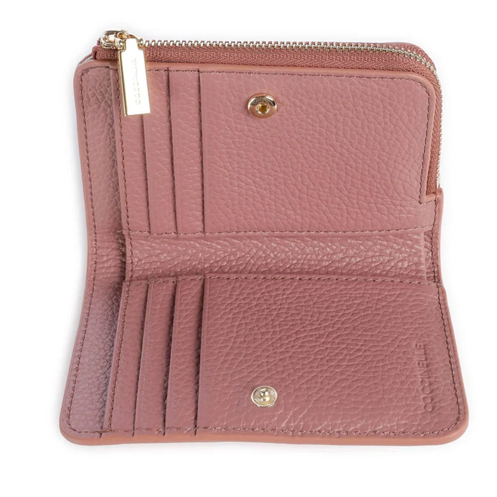Portafoglio Donna Piatto COCCINELLE in Pelle Winter Rose Linea Metallic Soft