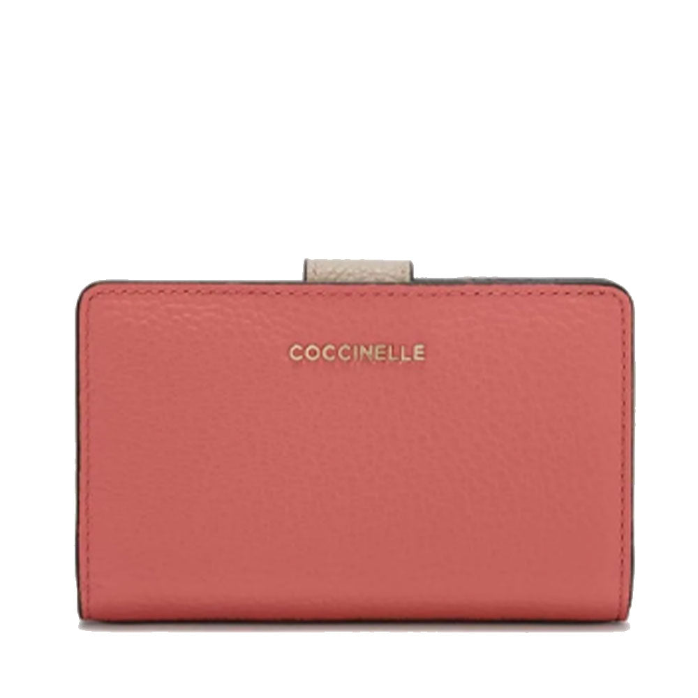 Portafoglio Donna COCCINELLE in Pelle Colore Pot - Powder Pink - Lime Wash Linea Metallic Tricolor