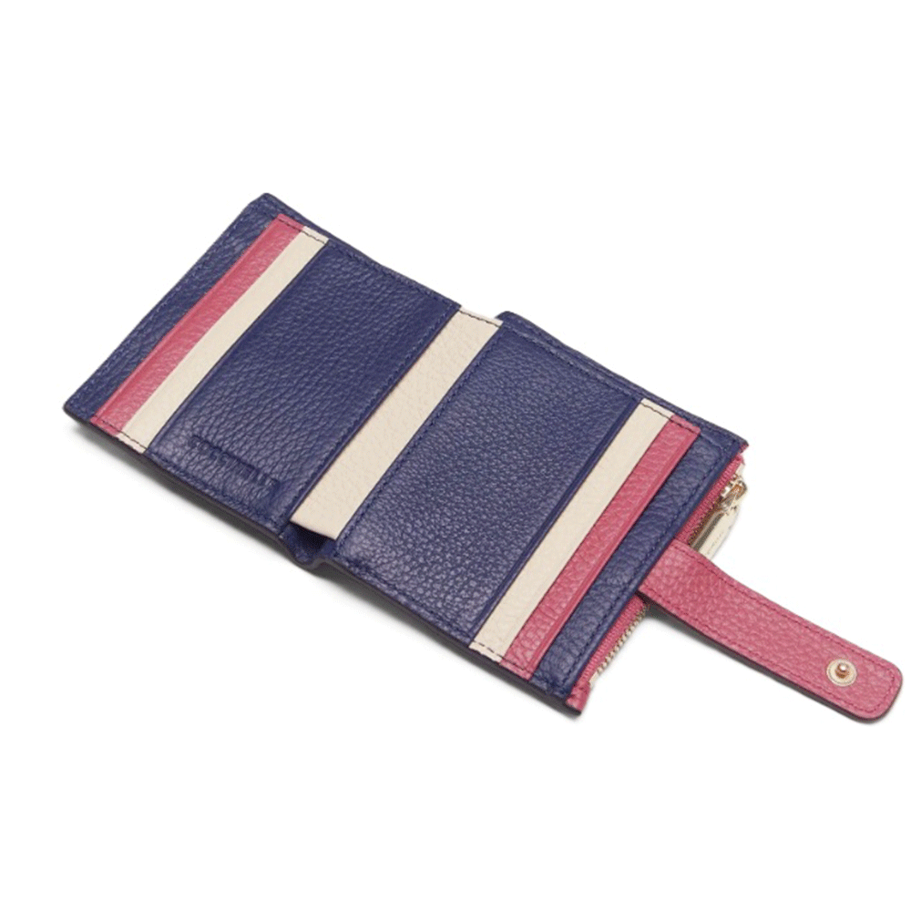 Portafoglio Donna COCCINELLE in Pelle Royal Blue - Rosewood - Lambskin White Linea Metallic Tricolor