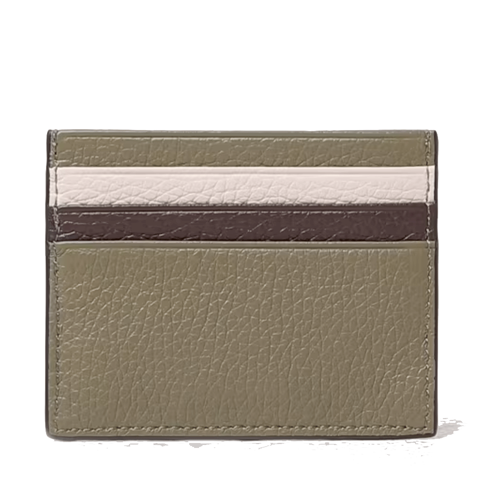 Portacarte Donna COCCINELLE in Pelle Laurel Green - Lambskin White - Fondant Brown Linea Metallic Tricolor