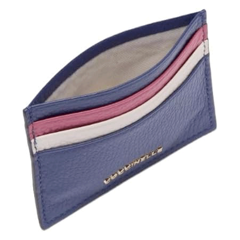 Portacarte Donna COCCINELLE in Pelle Royal Blue - Rosewood - Lambskin White Linea Metallic Tricolor