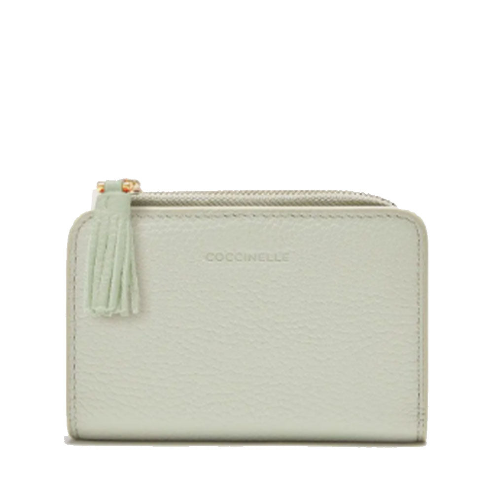 Portafoglio Donna Piatto COCCINELLE in Pelle Colore Celadon Green Linea Tassel