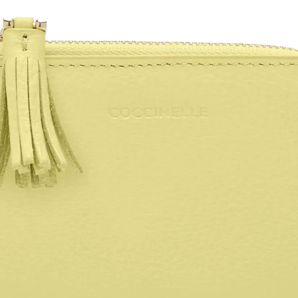 Portafoglio Donna Piatto COCCINELLE in Pelle Colore Lime Wash Linea Tassel
