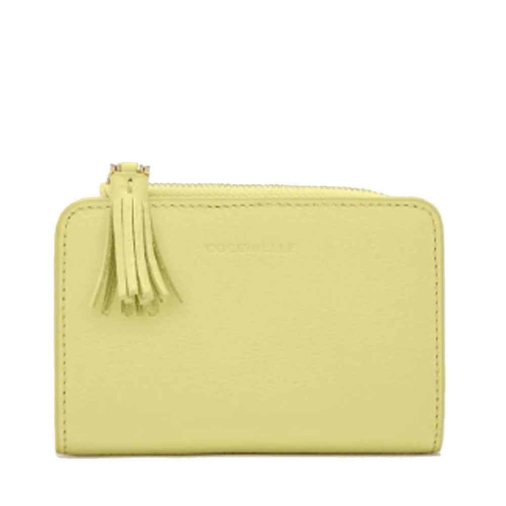 Portafoglio Donna Piatto COCCINELLE in Pelle Colore Lime Wash Linea Tassel