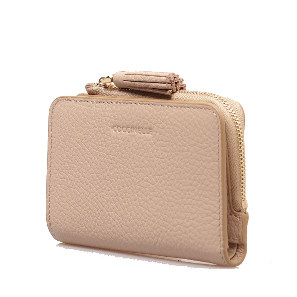 Portafoglio Donna Piatto COCCINELLE in Pelle Colore Powder Pink Linea Tassel