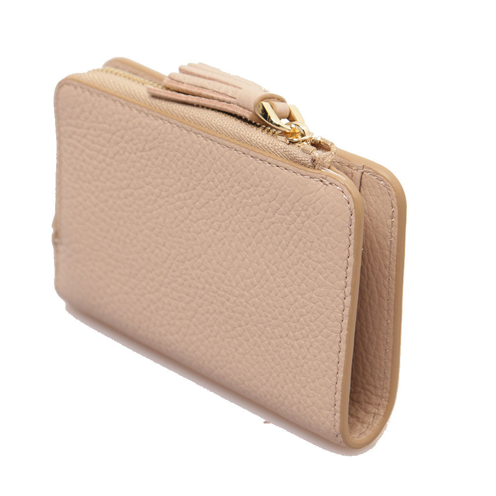 Portafoglio Donna Piatto COCCINELLE in Pelle Colore Powder Pink Linea Tassel