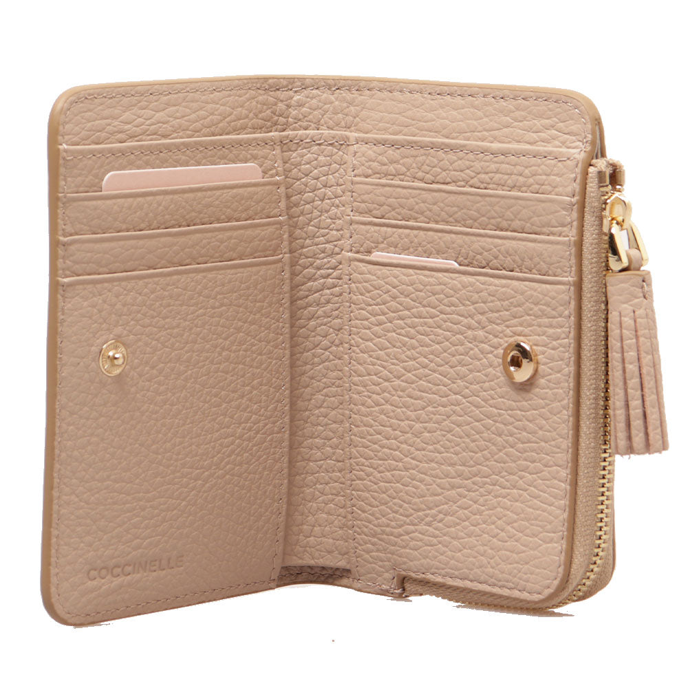 Portafoglio Donna Piatto COCCINELLE in Pelle Colore Powder Pink Linea Tassel
