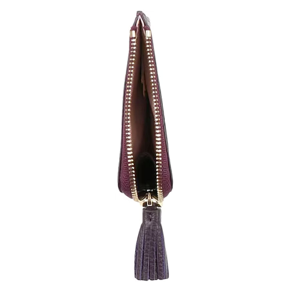 Portacarte Donna COCCINELLE in Pelle Colore Prune Linea Tassel