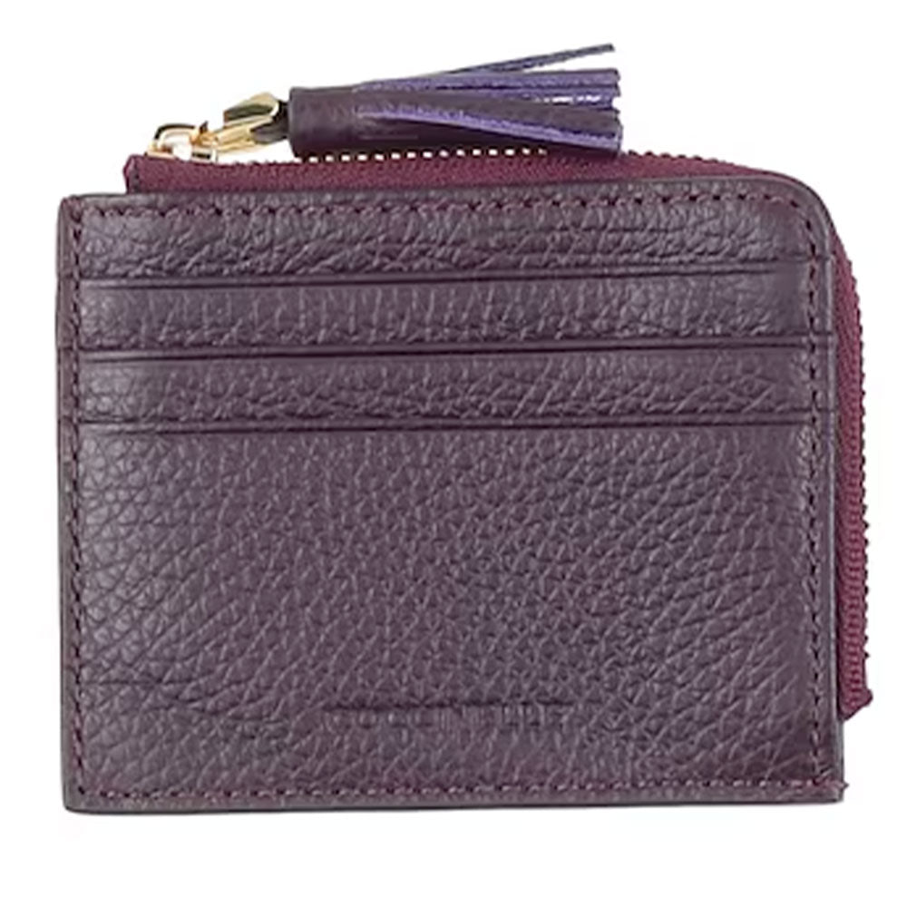 Portacarte Donna COCCINELLE in Pelle Colore Prune Linea Tassel