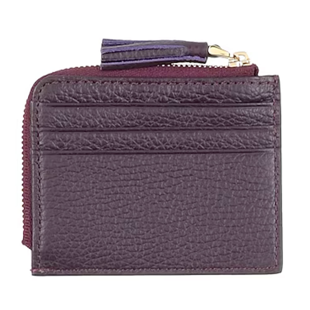 Portacarte Donna COCCINELLE in Pelle Colore Prune Linea Tassel