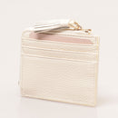 COCCINELLE Damen Kartenetui aus Leder Farbe Coconut Milk Tassel Line