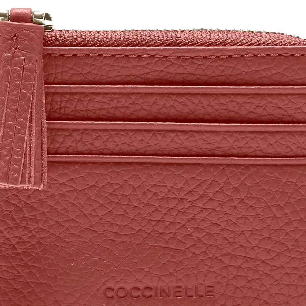 Women's Brandy Leather Card Holder COCCINELLE Tassel