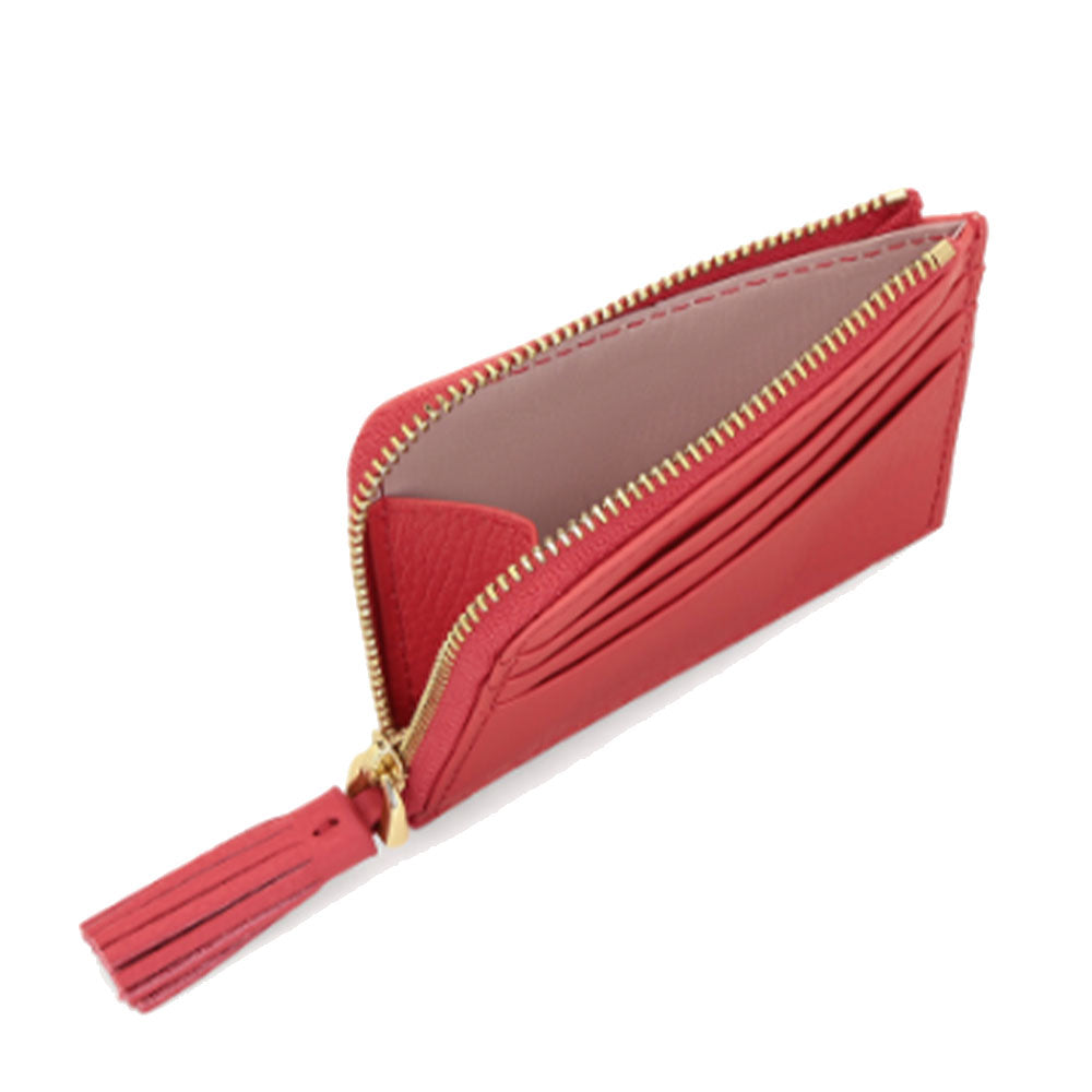 Portacarte Donna COCCINELLE in Pelle Colore Cranberry Linea Tassel