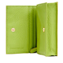 Portafoglio Donna Mini COCCINELLE in Pelle Linea Metallic Soft colore Guacamole Chiuso con Bottone