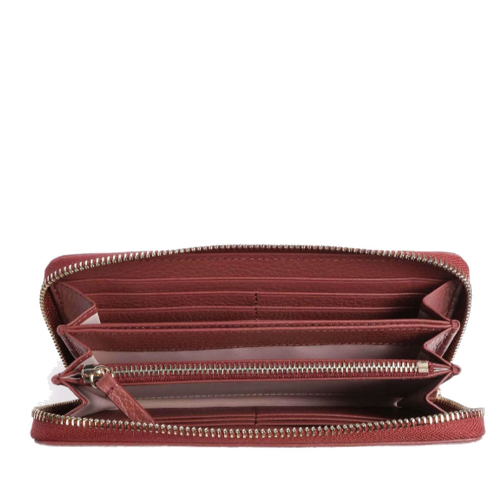 Portafoglio Donna COCCINELLE in Pelle Martellata Colore Brandy Linea Metallic Soft