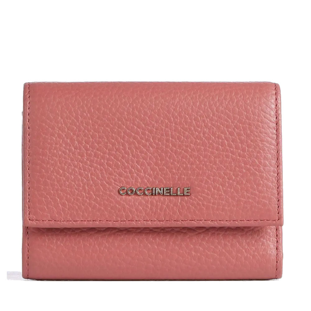 COCCINELLE Kleine Damen Geldbörse aus Leder Pot Color Metallic Soft Line