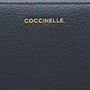 COCCINELLE Damen Geldbörse mit Rundum-Zipper aus Leder, Midnight Blue Metallic, Soft Line