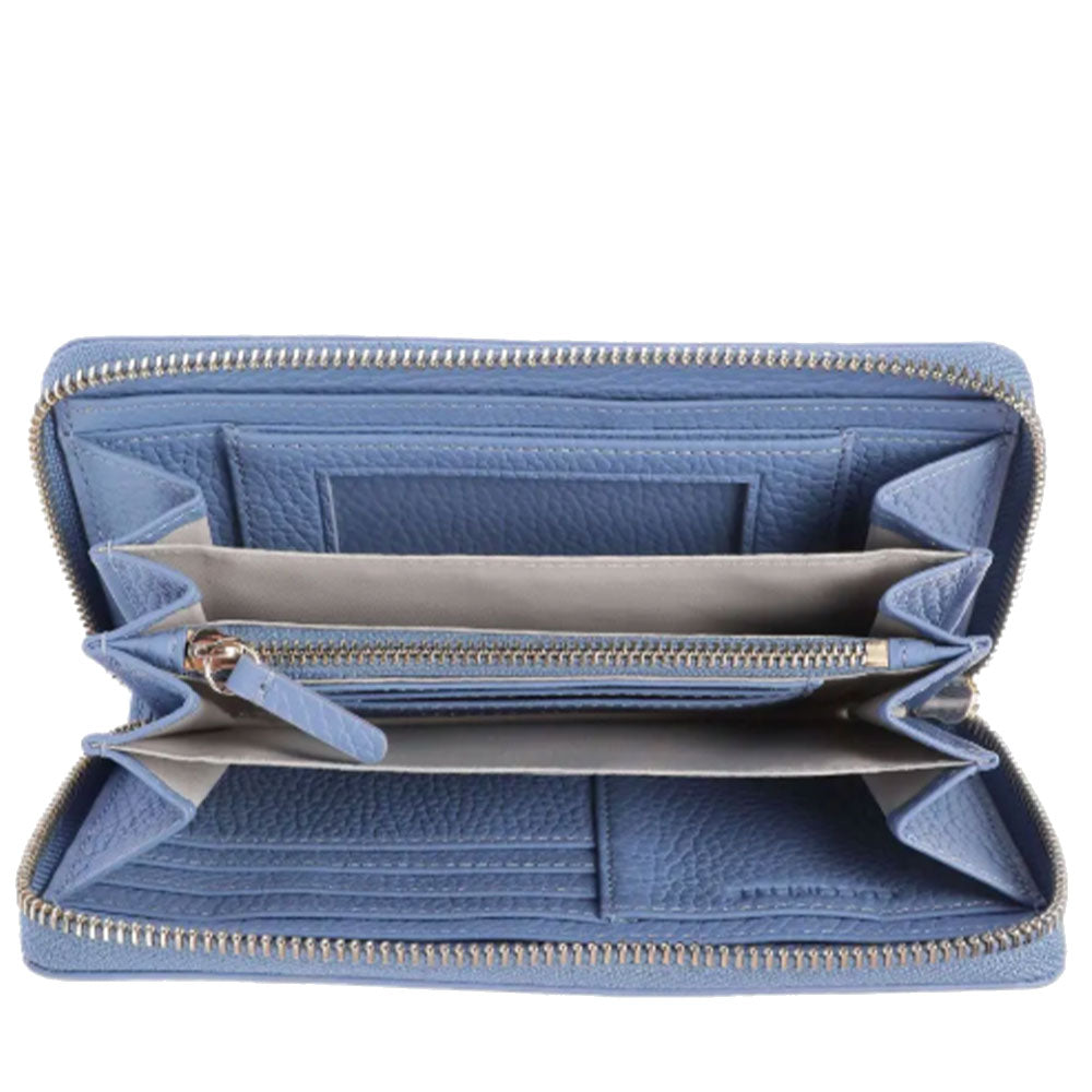 Portafoglio Donna COCCINELLE Zip Around in Pelle Azul Linea Metallic Soft