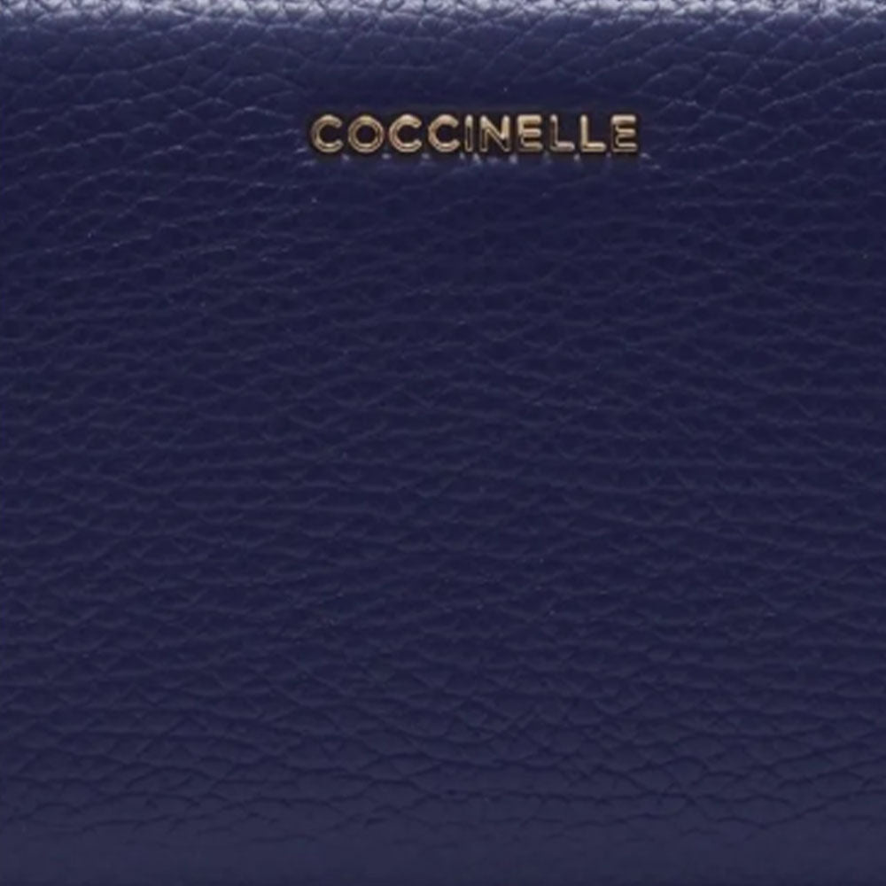 Portafoglio Donna COCCINELLE Zip Around in Pelle Royal Blue Linea Metallic Soft