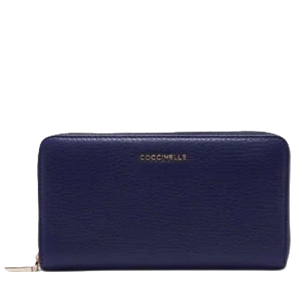 Portafoglio Donna COCCINELLE Zip Around in Pelle Royal Blue Linea Metallic Soft