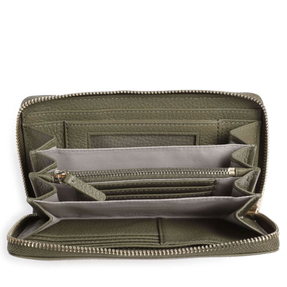 Portafoglio Donna COCCINELLE Zip Around in Pelle Laurel Green Linea Metallic Soft