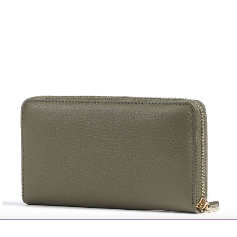Portafoglio Donna COCCINELLE Zip Around in Pelle Laurel Green Linea Metallic Soft