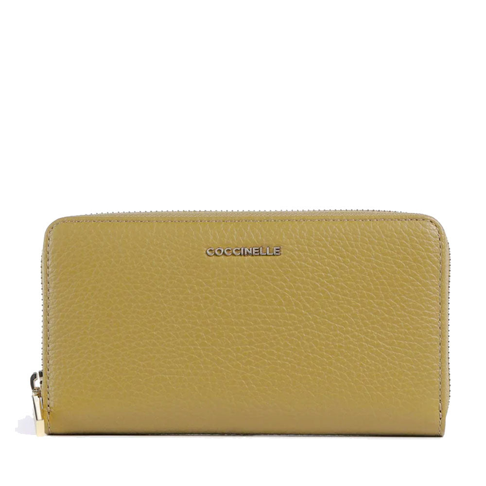 Portafoglio Donna COCCINELLE Zip Around in Pelle Seagrass Linea Metallic Soft