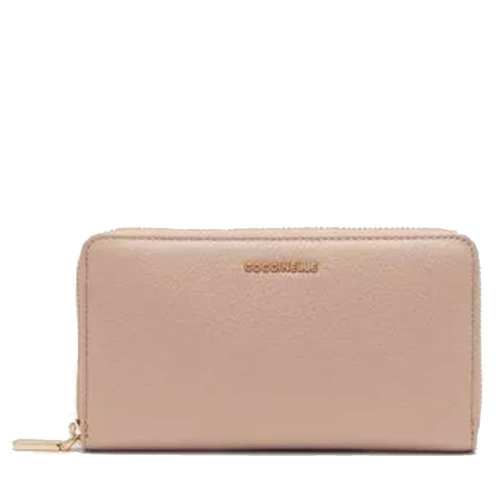 Portafoglio Donna COCCINELLE Zip Around in Pelle Rosette Linea Metallic Soft