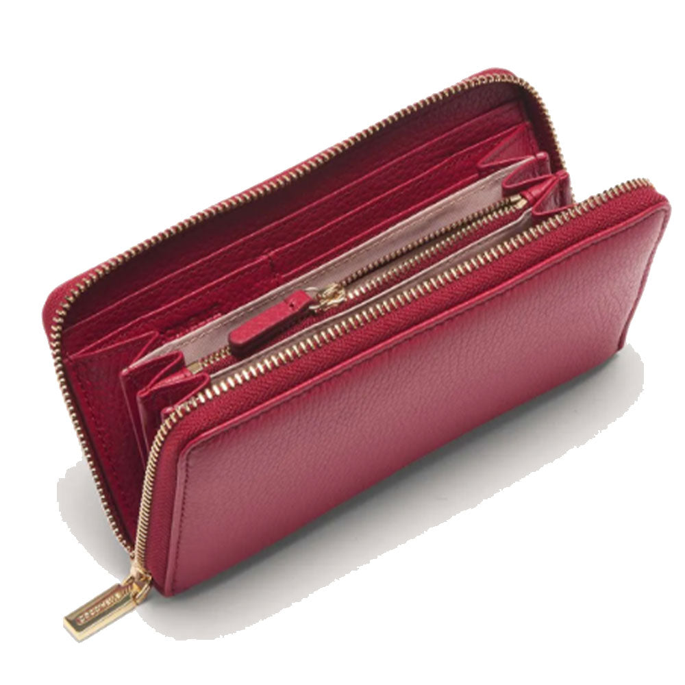 Portafoglio Donna COCCINELLE Zip Around in Pelle Sangria Linea Metallic Soft