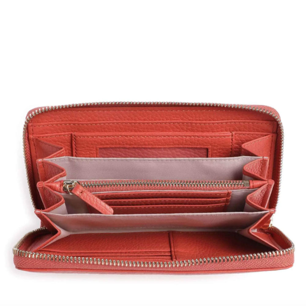 Portafoglio Donna COCCINELLE Zip Around in Pelle Grenadine Red Linea Metallic Soft