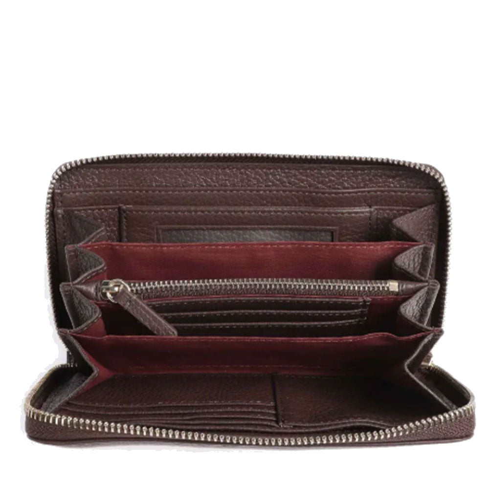 Portafoglio Donna COCCINELLE Zip Around in Pelle Fondant Brown Linea Metallic Soft